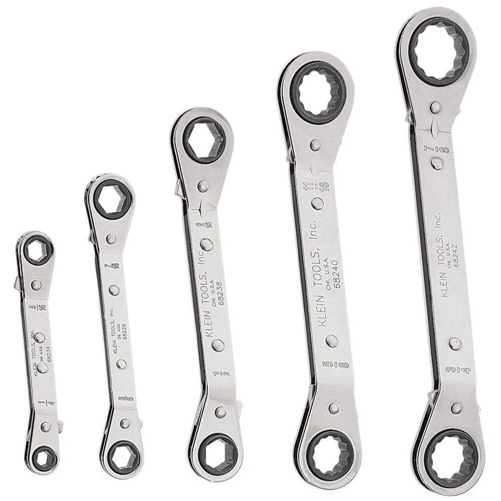 Klein Tools 68245 Reversible Ratcheting Box Wrench Set, 5-Piece, Black, Made in USA - Image 7