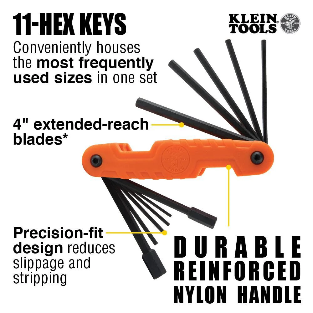 Klein Tools 70552 Pro Folding Hex Key Set, 21-Key SAE and Metric Hex Key Set with High-Leverage Blades, 2-Pack - Image 2