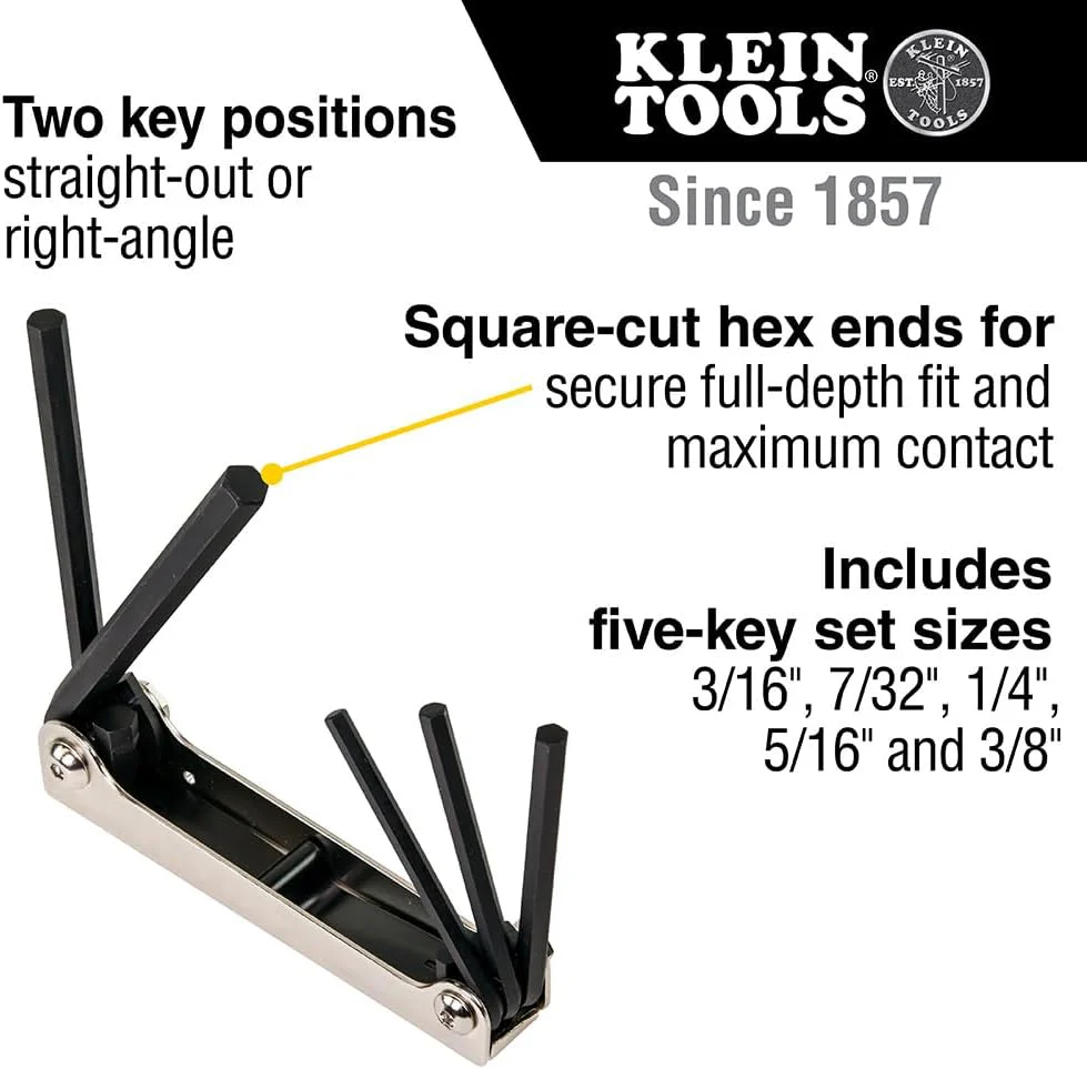 Klein Tools 70579 Folding Hex Key Set, 5-Key, SAE Sizes - Image 2