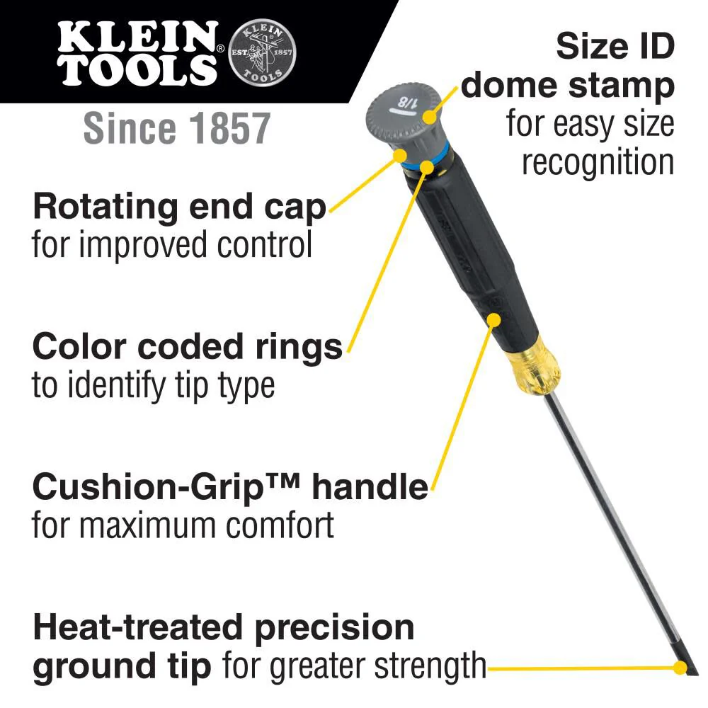 Klein Tools 85615 Mini Precision Screwdriver Set, 4-Piece Phillips and Slotted Set, Ideal for Electronics, Small Appliances, Terminal Blocks - Image 2