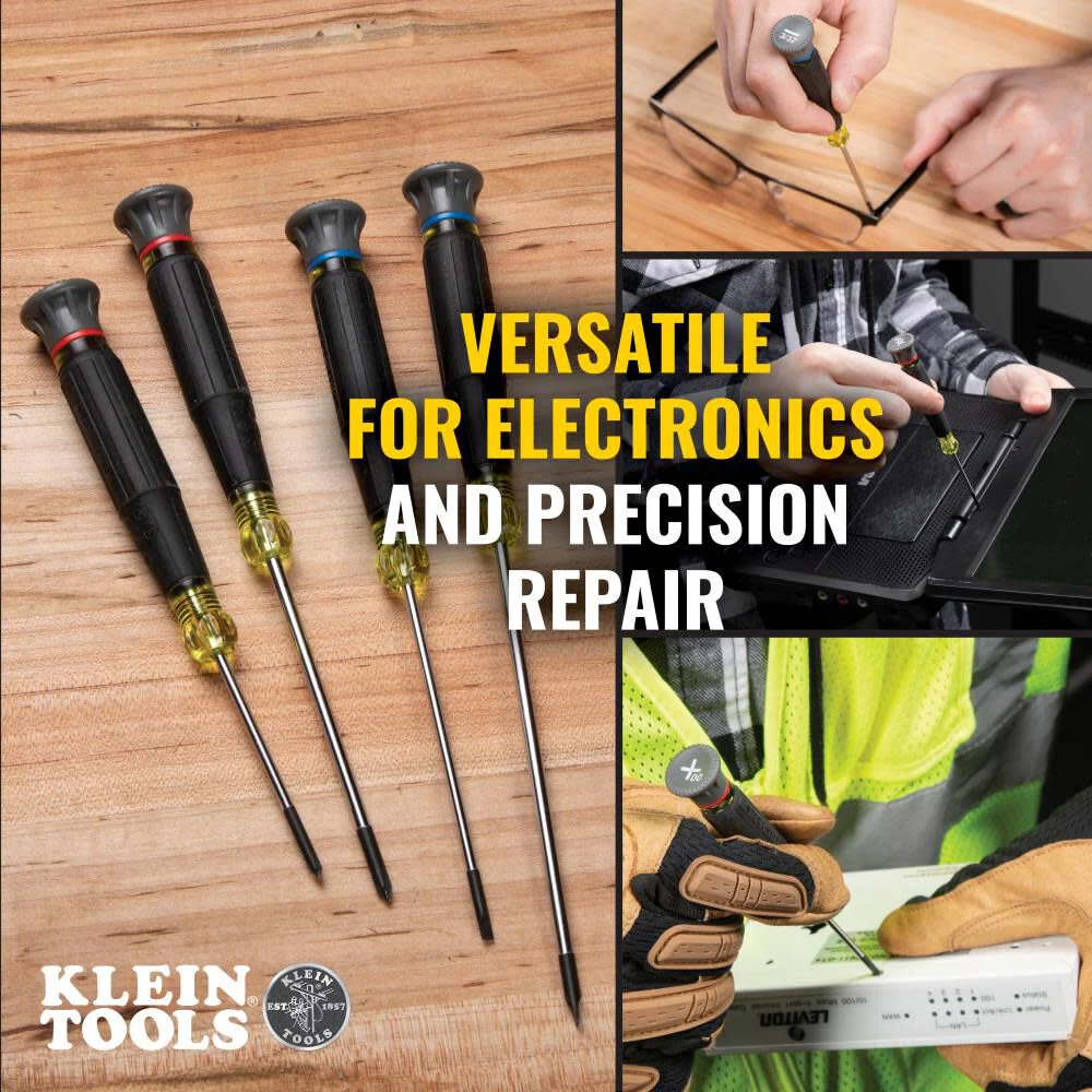 Klein Tools 85615 Mini Precision Screwdriver Set, 4-Piece Phillips and Slotted Set, Ideal for Electronics, Small Appliances, Terminal Blocks - Image 4