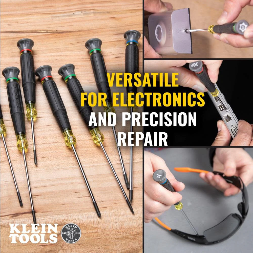 Klein Tools 85617 Mini Precision Screwdriver Set, Slotted, Phillips, TORX, Cushion-Grip Handles, Ideal for Terminal Blocks, Electronics - Image 3