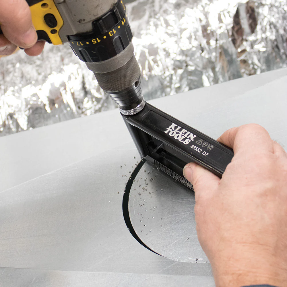 Klein Tools 89552 Hole Cutter, Adjustable Cutter from 2 to 12 Inch, Cuts 24 gauge Steel and 26 gauge Stainless - Image 4