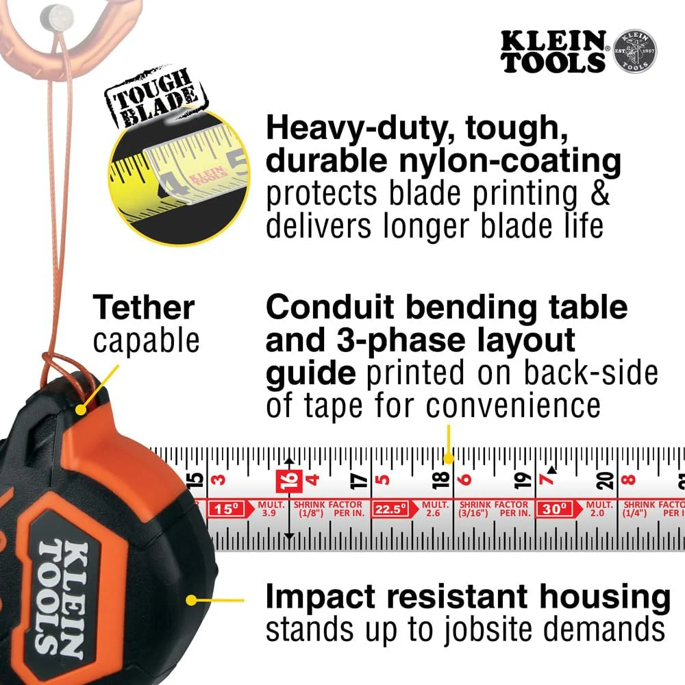 Klein Tools 9230 Tape Measure, 30-Foot Magnetic Double-Hook - Image 3