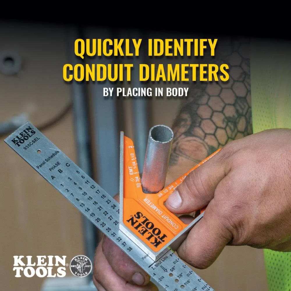 Klein Tools 935CSEL Combination Square Ruler for Electricians and Carpenters, Stainless Steel Double Sided Ruler, Bubble Level, Magnetic - Image 3