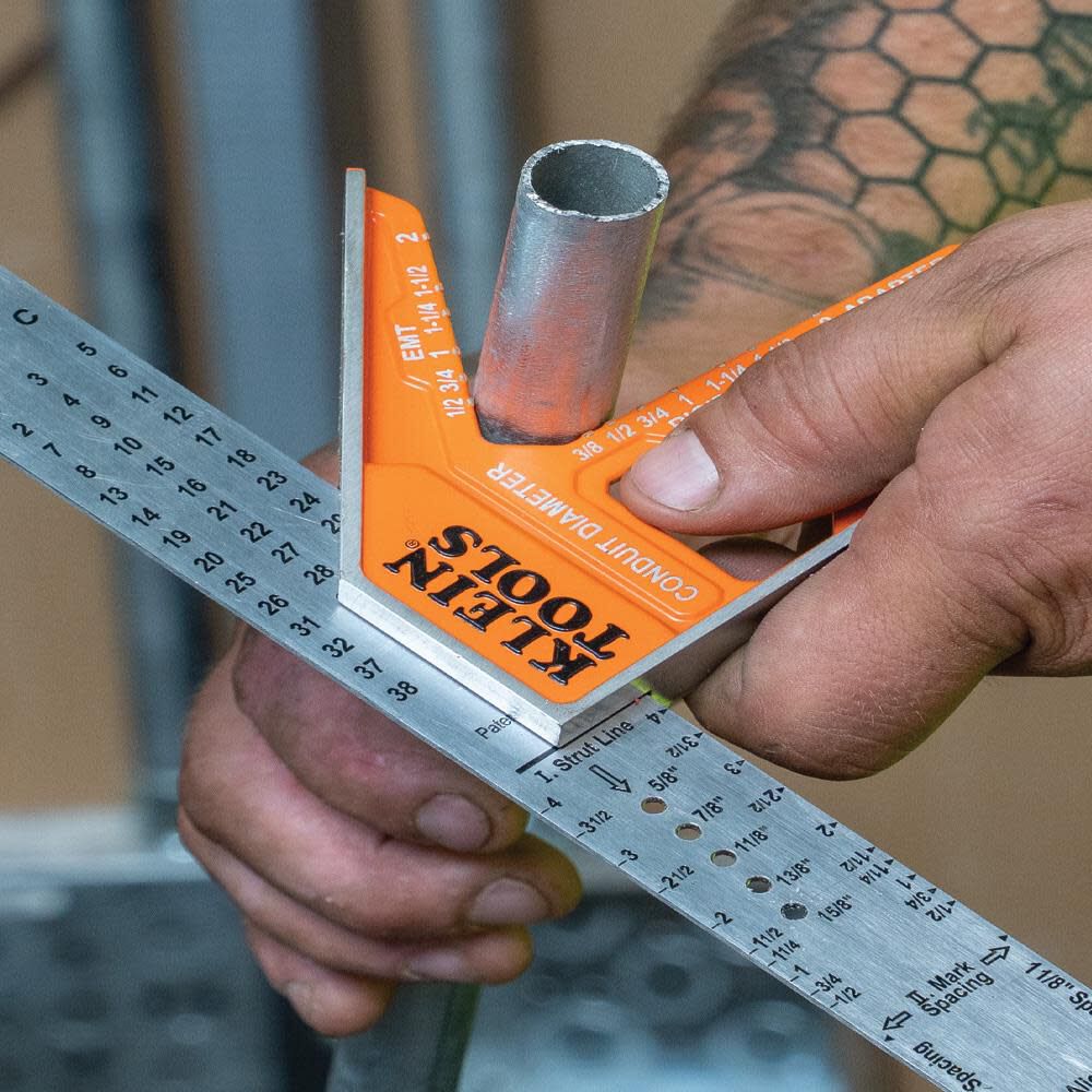 Klein Tools 935CSEL Combination Square Ruler for Electricians and Carpenters, Stainless Steel Double Sided Ruler, Bubble Level, Magnetic - Image 7