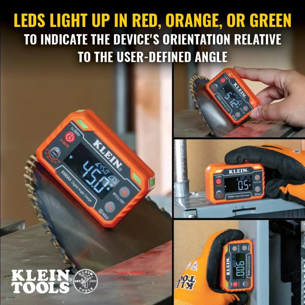 Klein Tools 935DAA Digital Electronic Level and Angle Gauge, LED Angle Alert, Measure and Set Angles, 0-90 and 0-180 Degree Ranges - Image 3