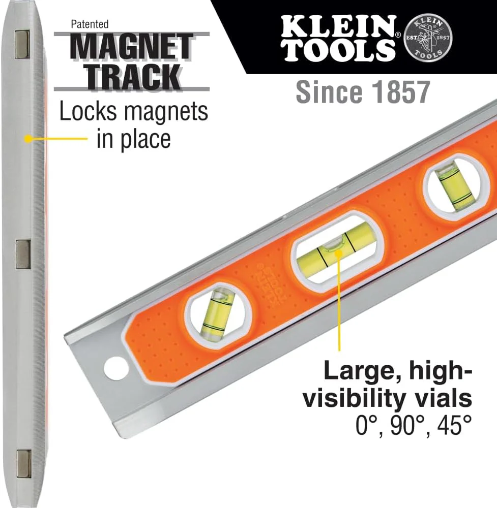 Klein Tools 935R Aluminum Torpedo Level Rare-Earth Magnet, 9-Inch - Image 2
