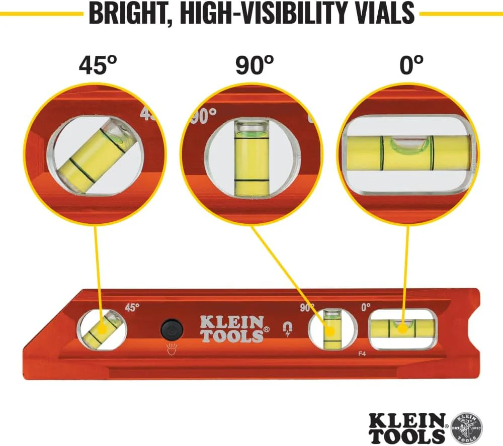 Klein Tools 935RBLT Lighted Torpedo Billet Level, Rare-Earth Magnet - Image 3