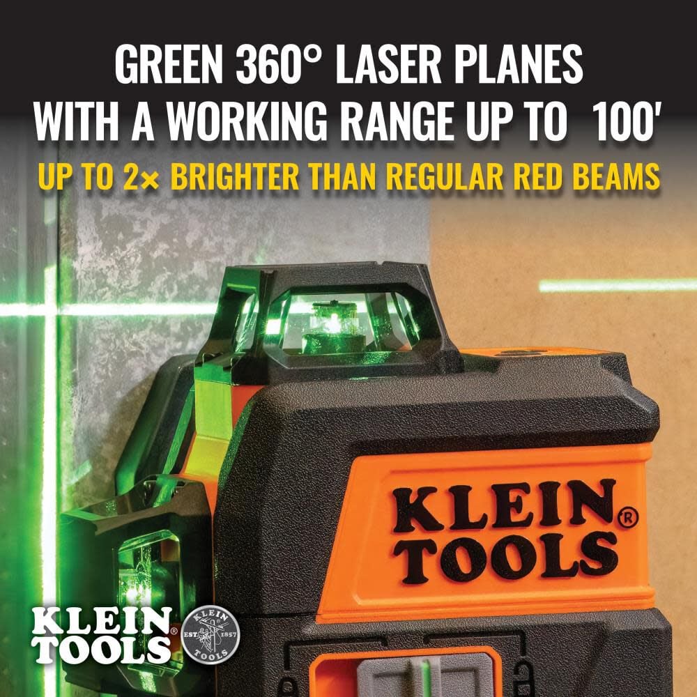 Klein Tools 93CPLG Compact Self-Leveling Laser Level, Bright Green 360-Degree Laser Planes, Rechargeable, Magnetic Mount - Image 3