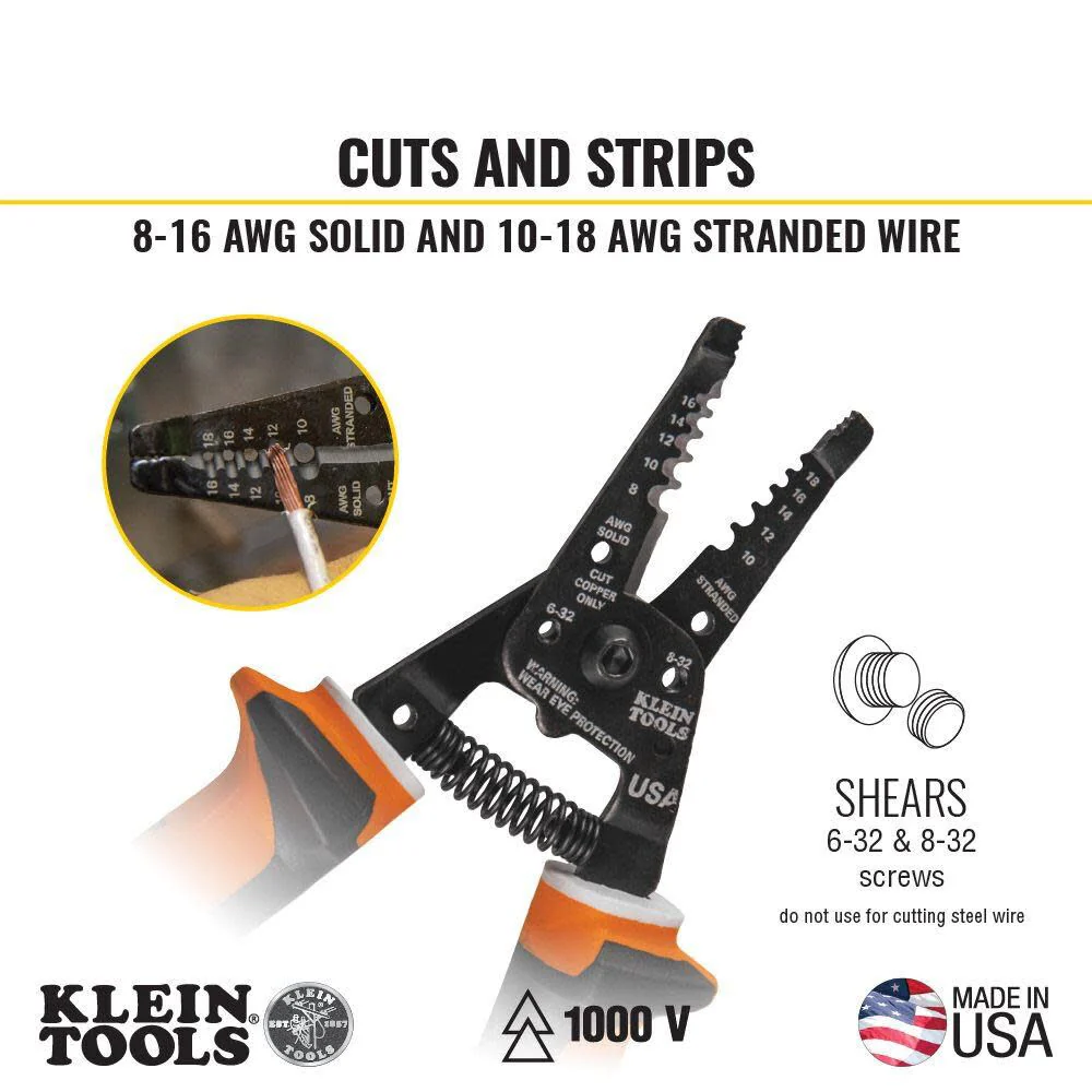 Klein Tools 94130 1000V Insulated Screwdriver Tool Set with #2 Phillips and 1/4-Inch Cabinet Slim Tips, 2 Insulated Pliers and Wire Stripper - Image 5