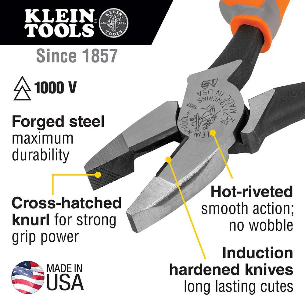 Klein Tools 9418R 1000V Insulated Tool Set with Side Cutter, Diagonal-Cutter, Long-Nose Pliers, 2 Screwdrivers and Wire Stripper, 6-Piece - Image 2