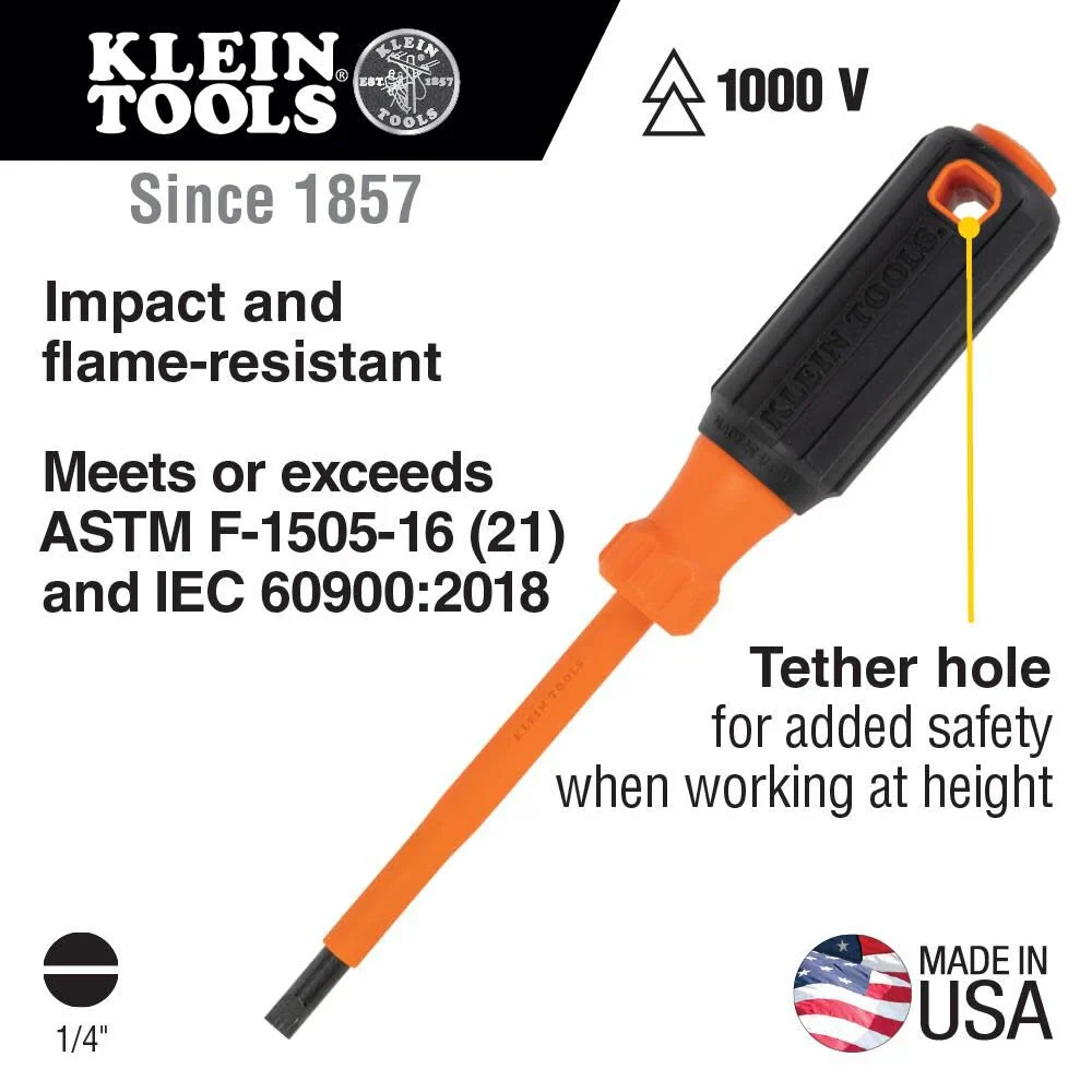 Klein Tools 9418R 1000V Insulated Tool Set with Side Cutter, Diagonal-Cutter, Long-Nose Pliers, 2 Screwdrivers and Wire Stripper, 6-Piece - Image 5