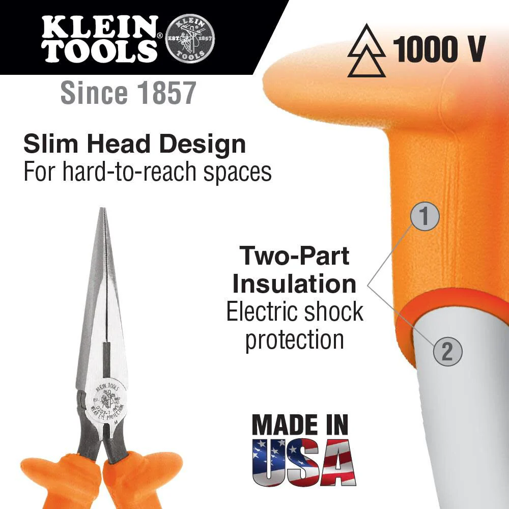 Klein Tools 9420R 1000V Insulated Plier Tool Set with Long-Nose Pliers, Side-Cutting Pliers and Diagonal Cutting Pliers, 3-Piece - Image 2