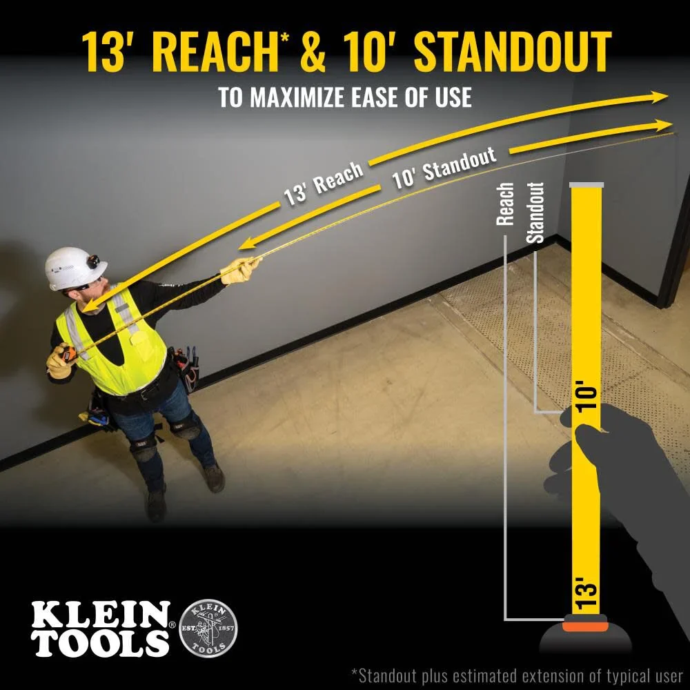 Klein Tools 9516 Tape Measure, 16-Foot Compact Double-Hook Imperial Measuring Tape with Finger Brake, Nylon Blade, Easy to Read Bold Lines - Image 3