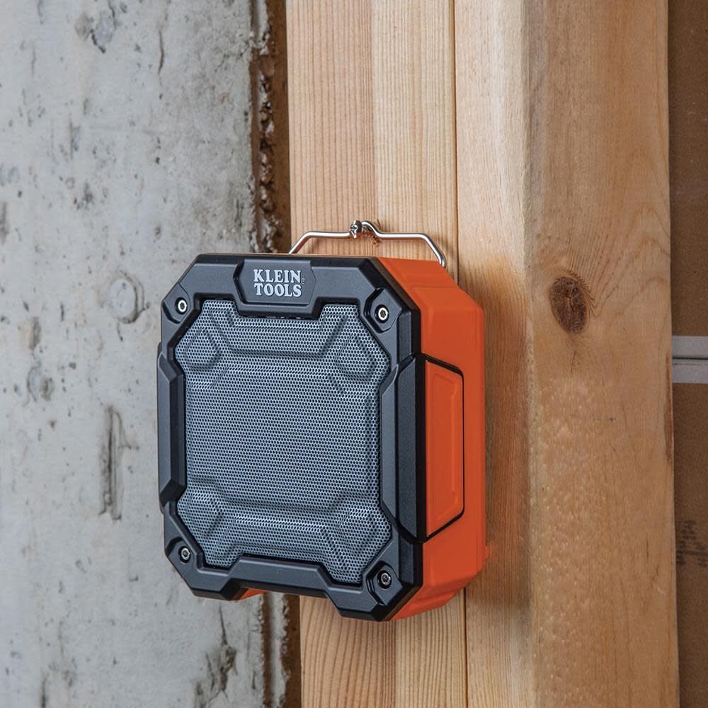 Klein Tools AEPJS3 Bluetooth Jobsite Speaker With Magnet and Hook, 20-Hr Run Time, Charge Via USB A or C, Pair Multiple Speakers Via Broadcast, Hands Free Capable - Image 3