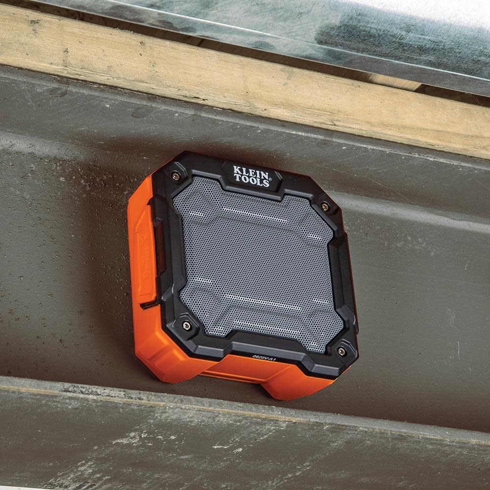 Klein Tools AEPJS3 Bluetooth Jobsite Speaker With Magnet and Hook, 20-Hr Run Time, Charge Via USB A or C, Pair Multiple Speakers Via Broadcast, Hands Free Capable - Image 4