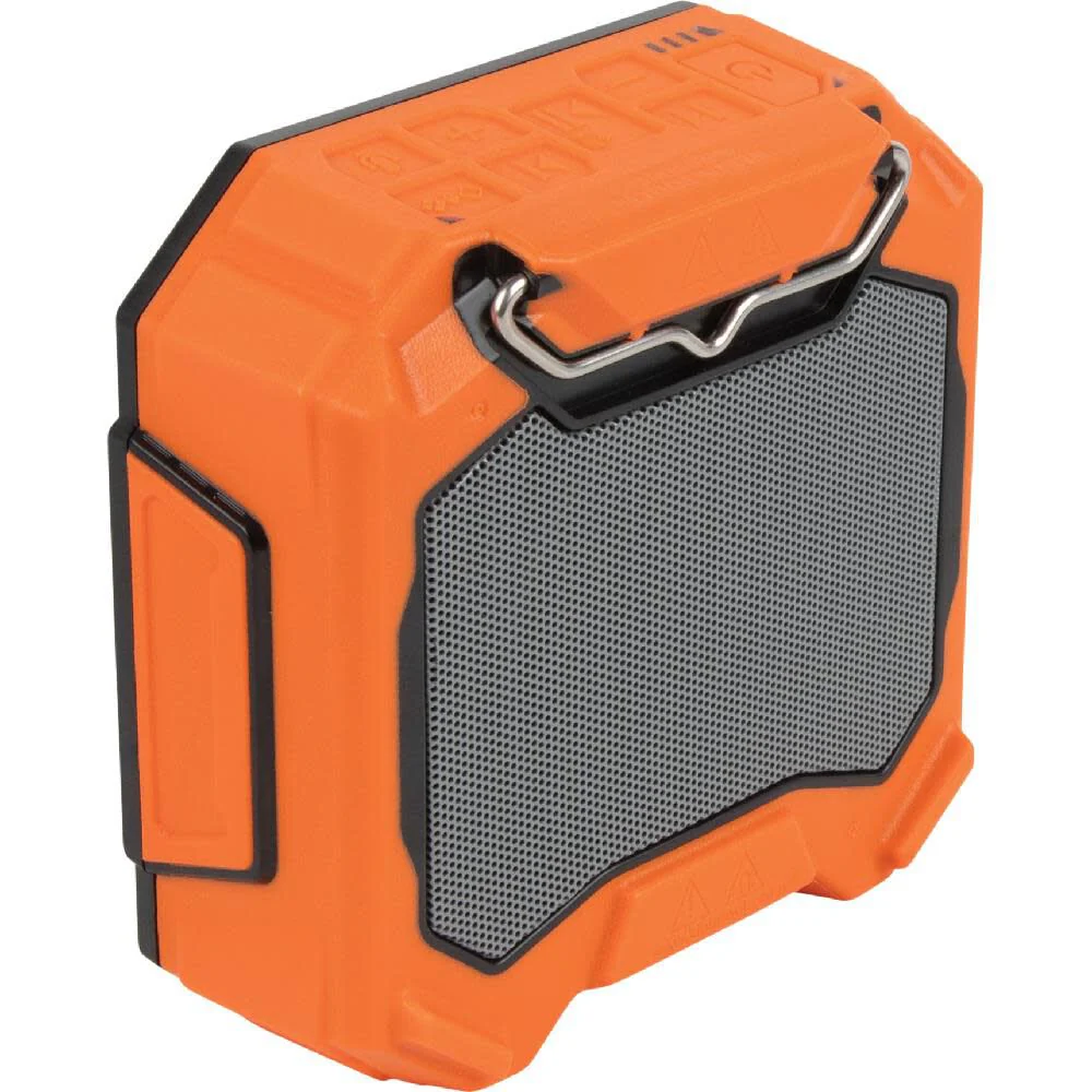 Klein Tools AEPJS3 Bluetooth Jobsite Speaker With Magnet and Hook, 20-Hr Run Time, Charge Via USB A or C, Pair Multiple Speakers Via Broadcast, Hands Free Capable - Image 6