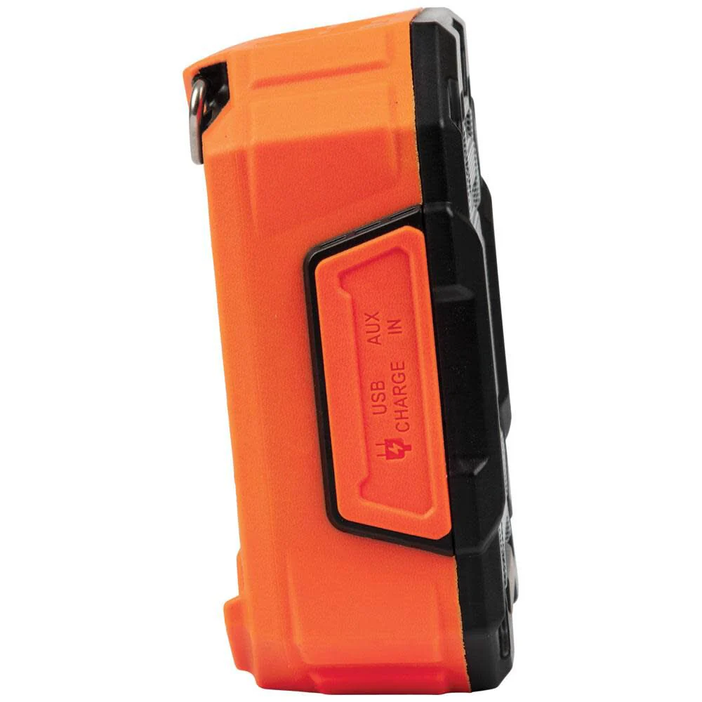 Klein Tools AEPJS3 Bluetooth Jobsite Speaker With Magnet and Hook, 20-Hr Run Time, Charge Via USB A or C, Pair Multiple Speakers Via Broadcast, Hands Free Capable - Image 8