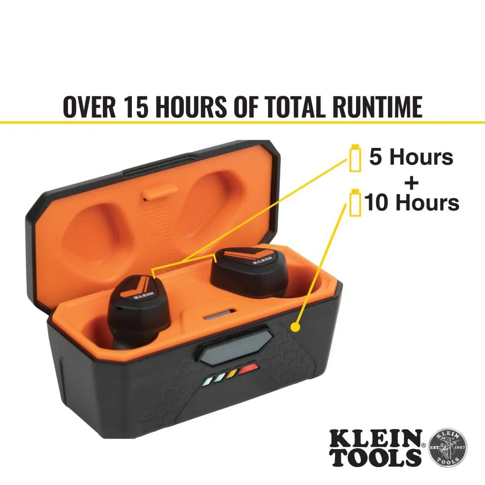 Klein Tools AESEB1 Bluetooth Jobsite Earbuds, Wireless Hearing Protection Earplugs with 28dB Noise Reduction Rating, 15-Hour Playtime - Image 5