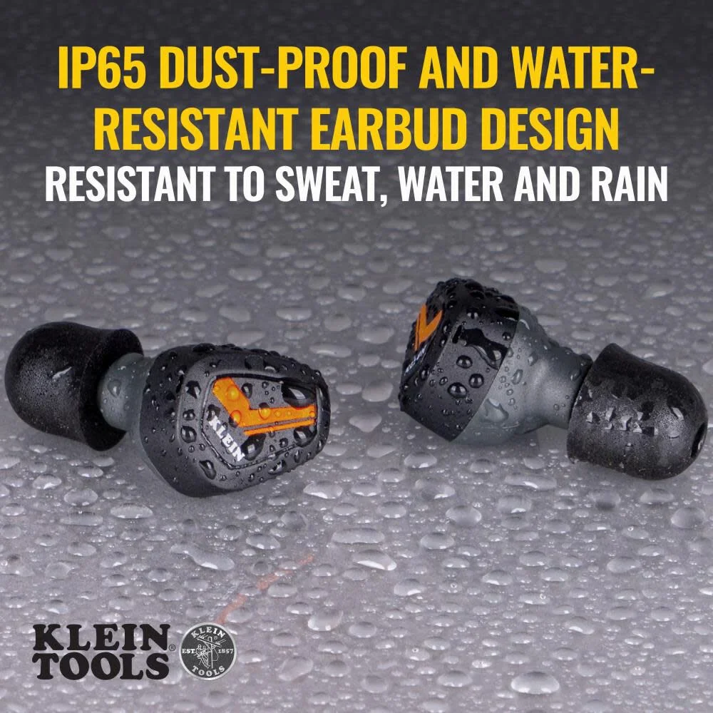 Klein Tools AESEB1 Bluetooth Jobsite Earbuds, Wireless Hearing Protection Earplugs with 28dB Noise Reduction Rating, 15-Hour Playtime - Image 6
