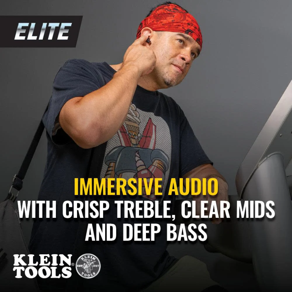 Klein Tools AESEB2 Elite Bluetooth Jobsite Earbuds, True Wireless Earplugs, 25dB NRR Hearing Protection, 24-Hour Playtime, Digital LED Display - Image 6