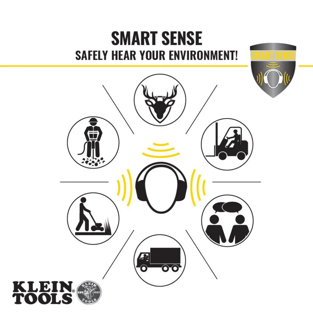 Klein Tools AESEM1S Smart Sense Electronic Hearing Protection Safety Earmuff with Bluetooth & Situational Awareness, NRR 23dB, 25hr Runtime - Image 4