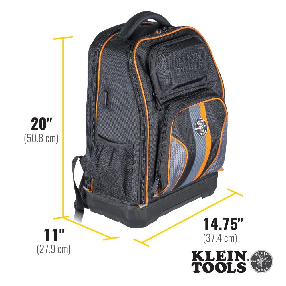Klein Tools Backpack, Black/Orange - 62805BPTECH. - Image 4