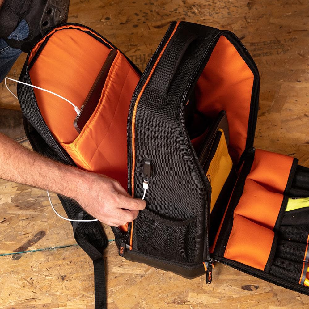Klein Tools Backpack, Black/Orange - 62805BPTECH. - Image 9