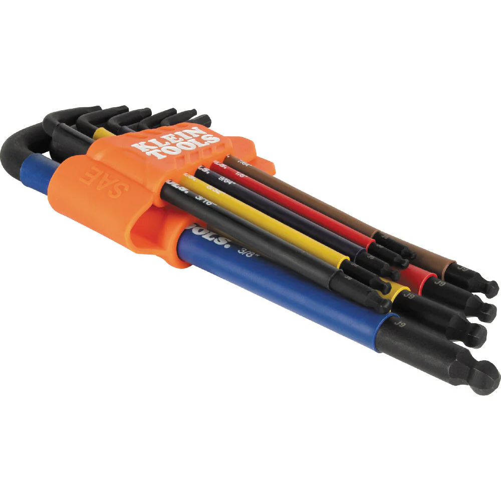 Klein Tools BLS9 9-Piece Extra-Long Hex Key Set, SAE Color-Coded L Style Ball-End Keys with Caddy, Heat-Treated, Sizes 7/64-Inch to 3/8-Inch - Image 12