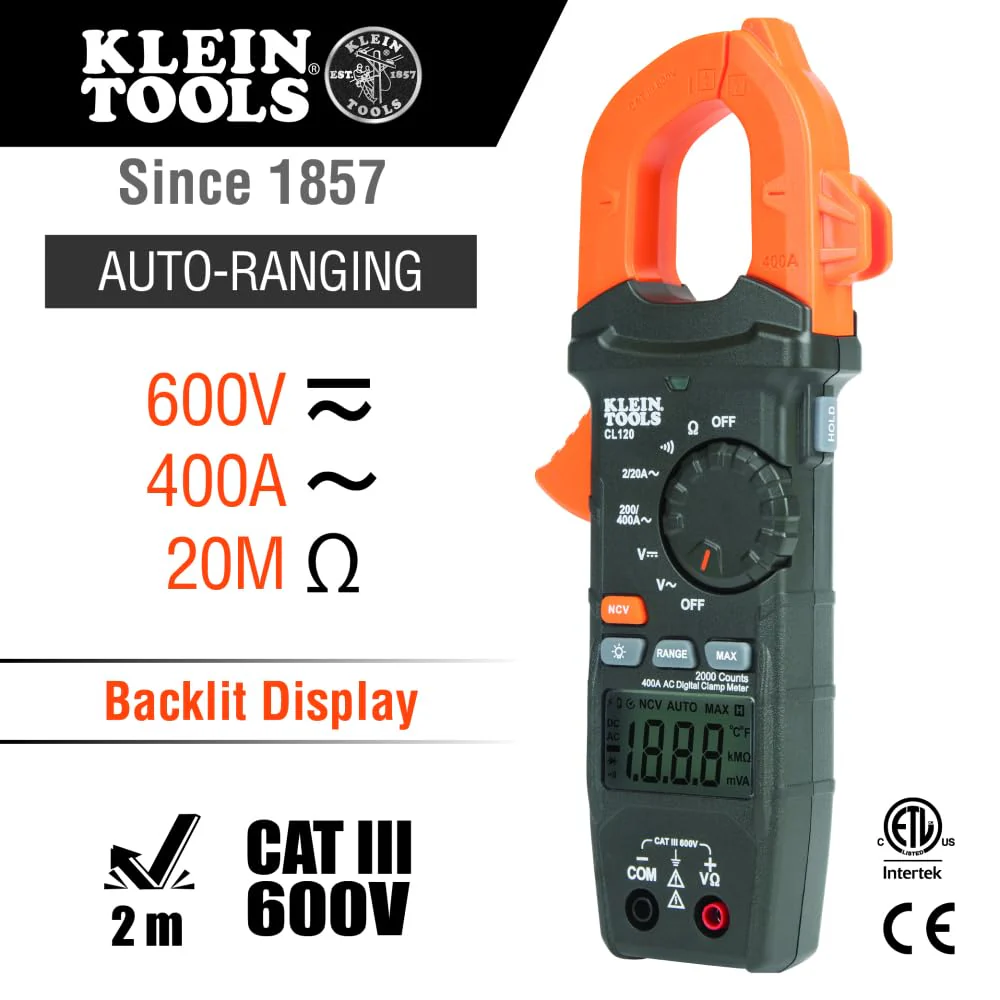 Klein Tools CL120VP Premium Clamp Meter Electrical Test Kit - Image 3
