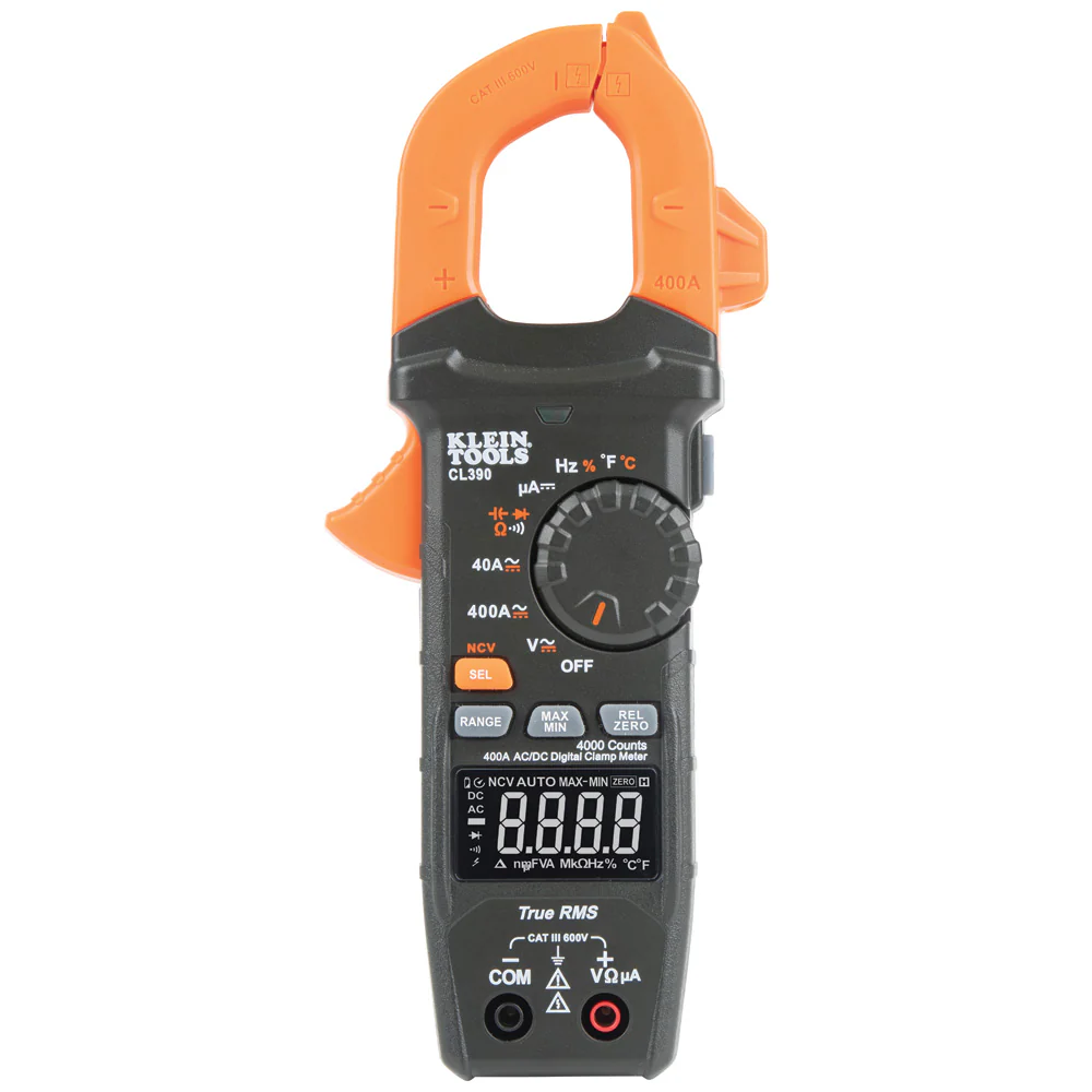 Klein Tools CL390 AC/DC Digital Clamp Meter, Auto-Ranging 400 Amp - Image 7