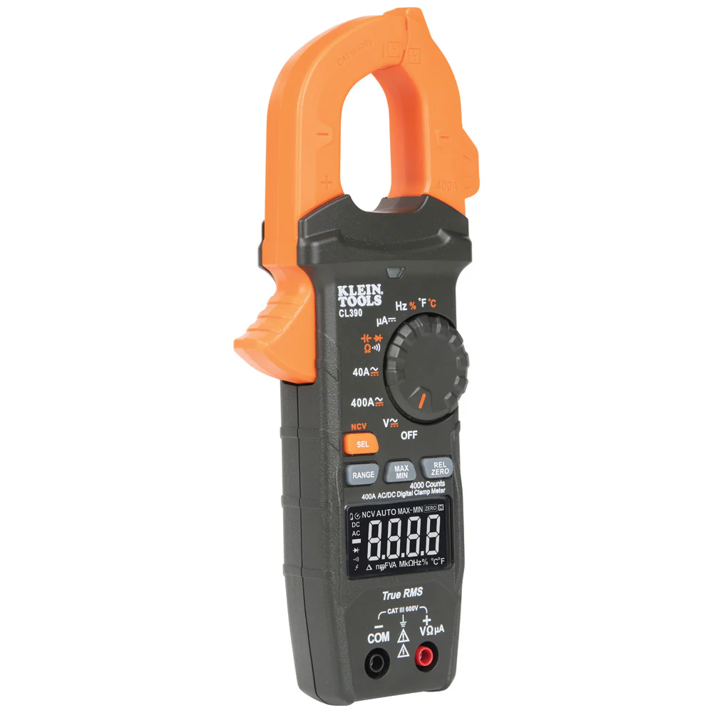 Klein Tools CL390 AC/DC Digital Clamp Meter, Auto-Ranging 400 Amp - Image 8