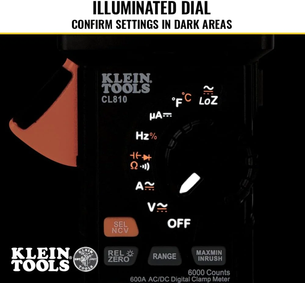 Klein Tools CL810 600A AC/DC Auto-Ranging Digital Pro Clamp Meter with Worklight - Image 3