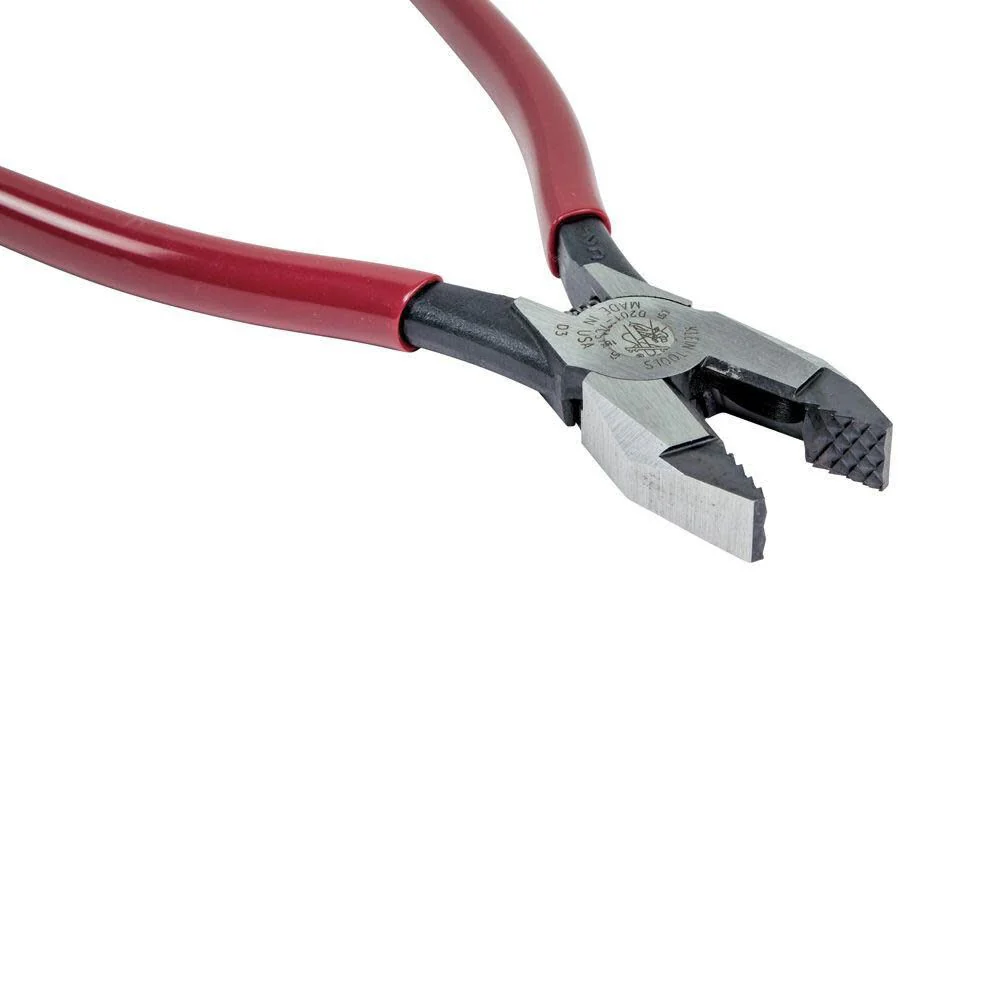 Klein Tools D201-7CSTA Linesman Pliers, Side Cutters with Spring Loaded Action, Ironworker Pliers have Aggressive Knurl and Tempered Handles - Image 6