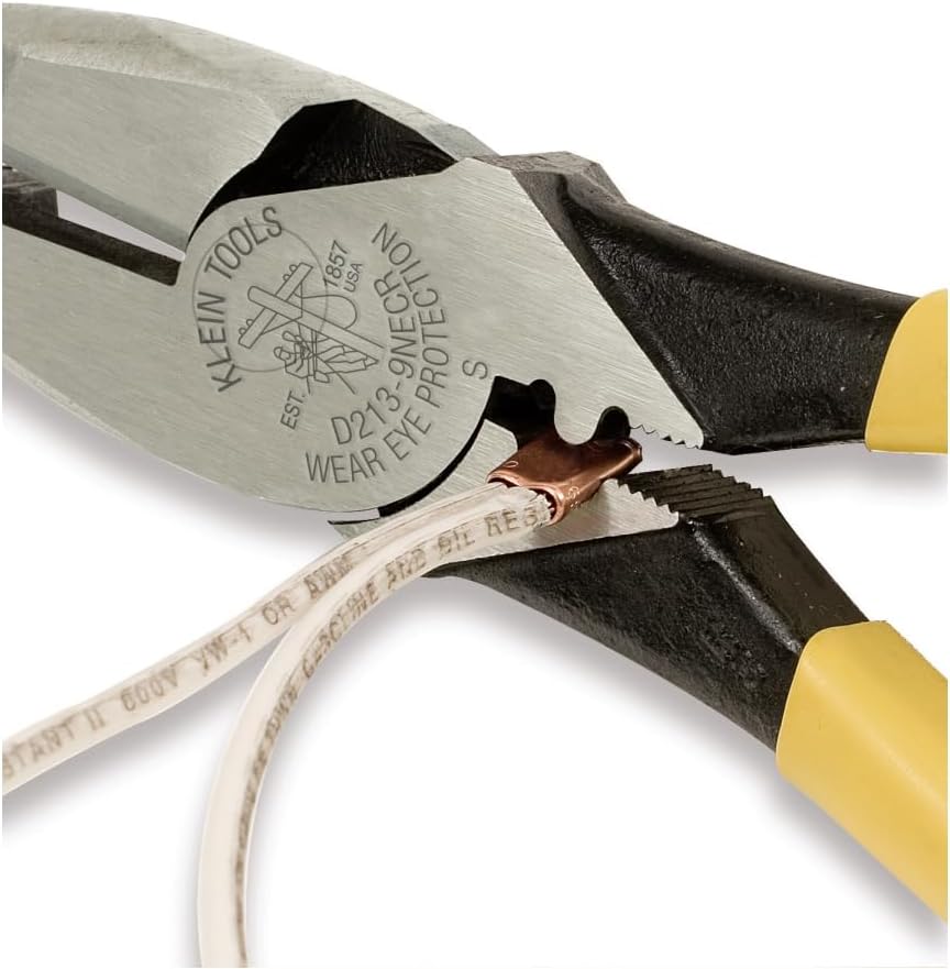 Klein Tools D213-9NE-CR Lineman's Crimping Pliers, Made in USA, Streamlined High-Leverage Design Made of Induction Hardened Steel, 9-Inch - Image 4