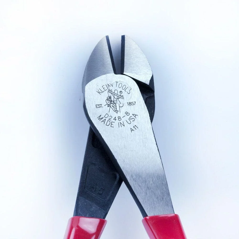Klein Tools D248-8 Pliers, Made in USA, Diagonal Cutting Multi-Purpose Pliers with Angled Head, High-Leverage Design, and Short Jaw, 8-Inch - Image 7