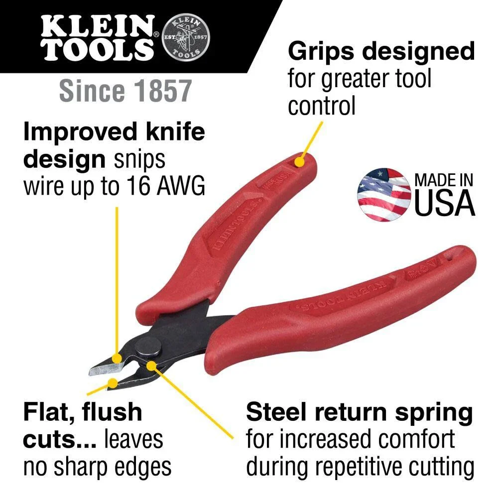 Klein Tools D275-5 Diagonal Flush Cutters, Micro Wire Cutters, Ultra-Slim Precision Flush Cutter for Work in Confined Areas, 5-Inch - Image 2