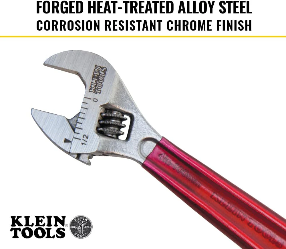 Klein Tools D506-4 Adjustable Wrench, Plastic Dipped, 4-Inch - Image 4