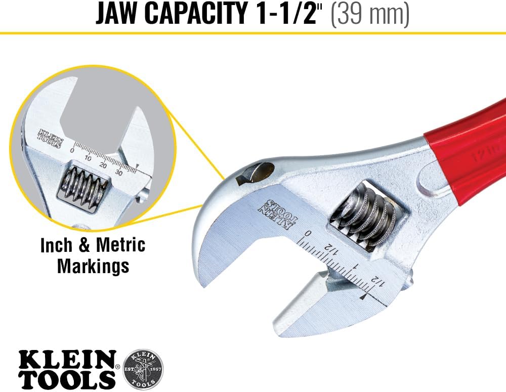 Klein Tools D507-12 Adjustable Wrench Extra Capacity, 12-Inch - Image 3