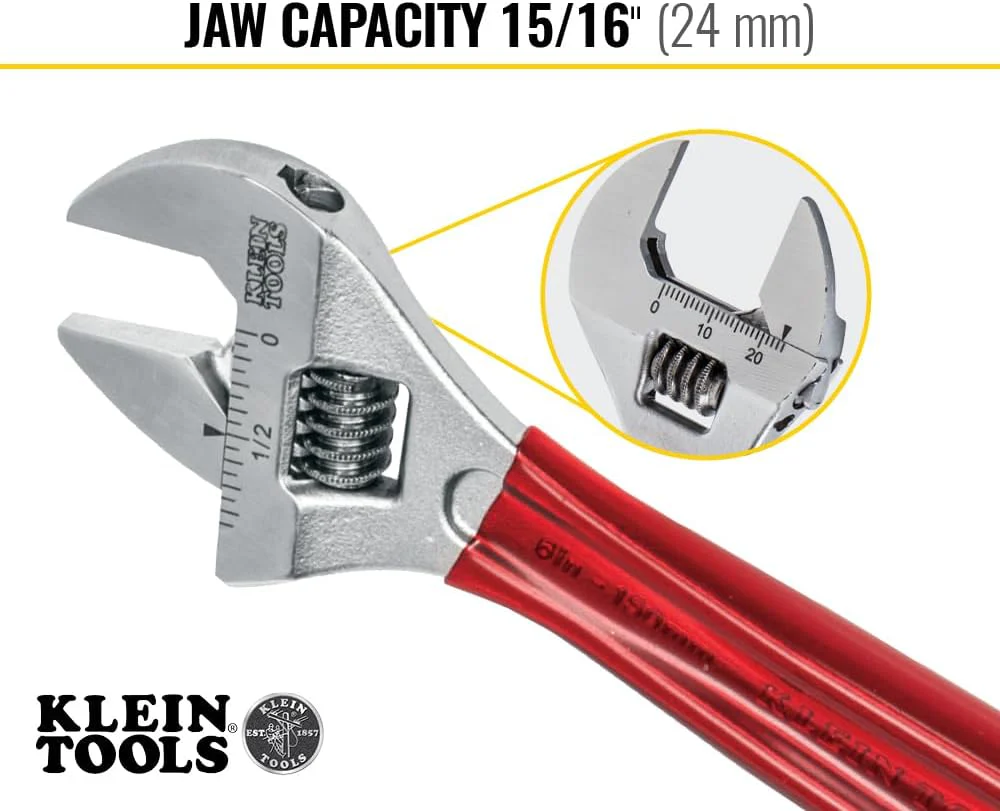 Klein Tools D507-6 Adjustable Wrench Extra Capacity, 6-1/2-Inch - Image 3