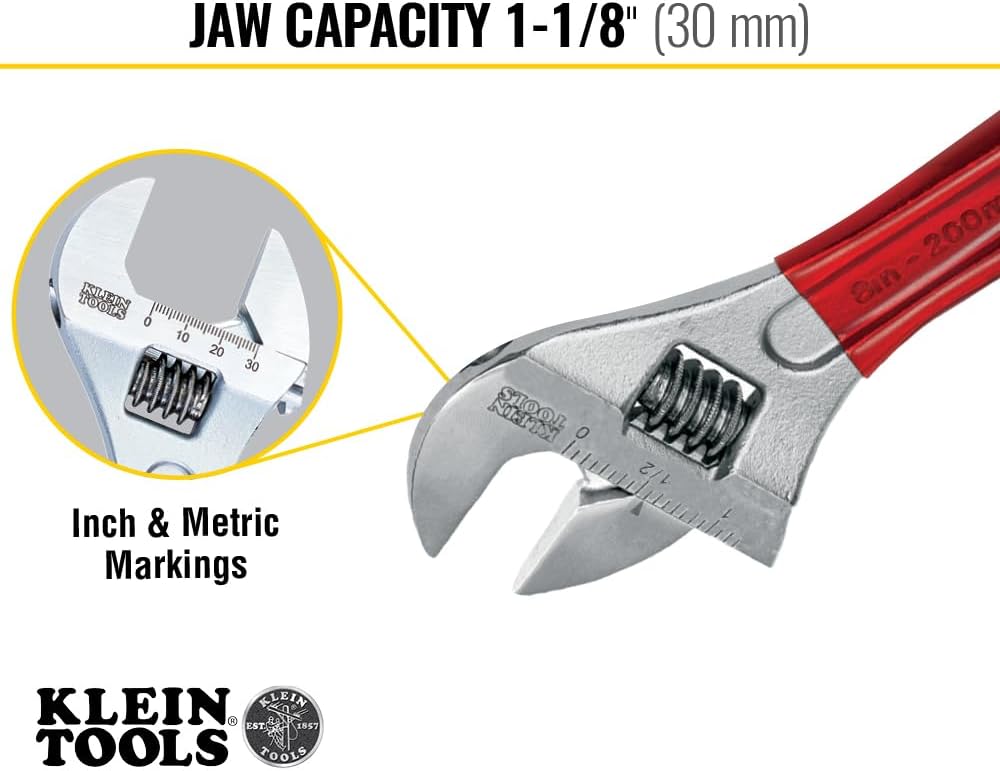 Klein Tools D507-8 Adjustable Wrench, Extra Capacity 8-Inch - Image 3