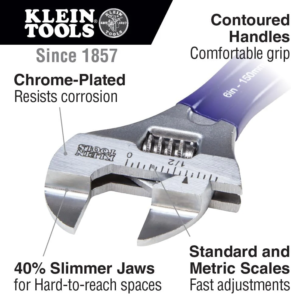 Klein Tools D86936 Slim-Jaw Adjustable Wrench, 8-Inch - Image 2