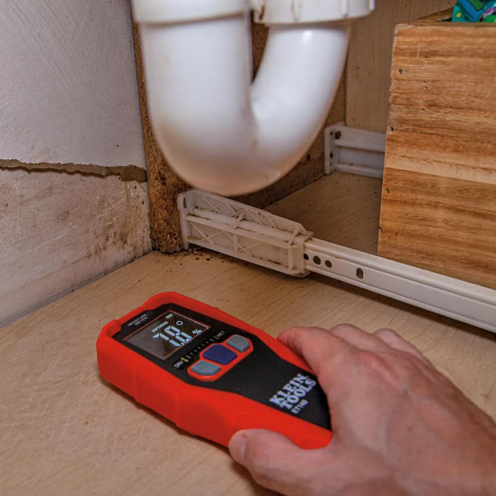 Klein Tools ET140 Pinless Moisture Meter for Non-Destructive Moisture Detection in Drywall, Wood, and Masonry; Detects up to 3/4-Inch Below Surface - Image 9