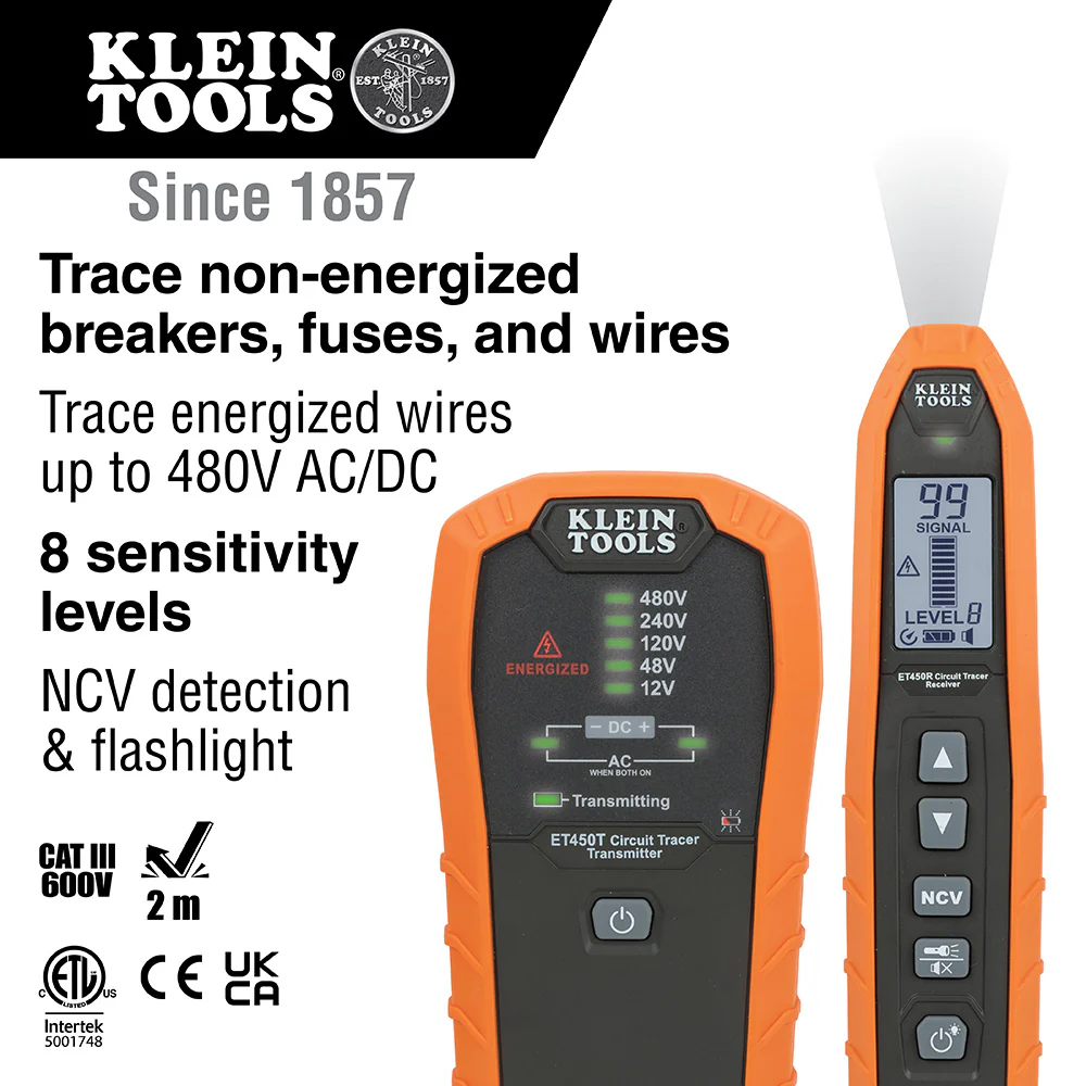 Klein Tools ET450 Advanced Electrical Circuit Breaker Finder and Wire Tracer Kit and Case - Image 2