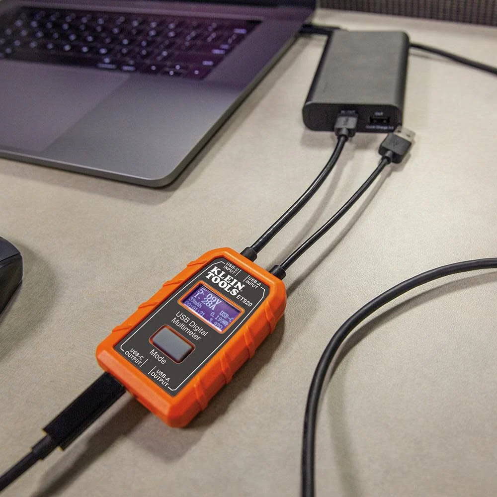 Klein Tools ET920 USB Power Meter, USB-A and USB-C Digital Meter for Voltage, Current, Capacity, Energy and Resistance - Image 6