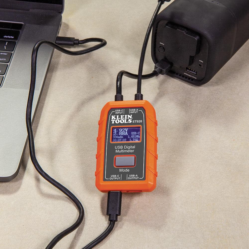 Klein Tools ET920 USB Power Meter, USB-A and USB-C Digital Meter for Voltage, Current, Capacity, Energy and Resistance - Image 7
