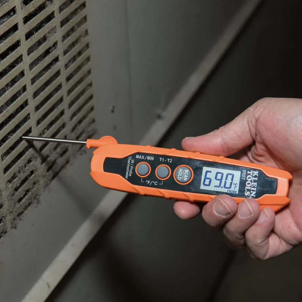 Klein Tools IR07 Dual Infrared (IR) and Probe Pocket Size LCD Digital Thermometer - Image 7
