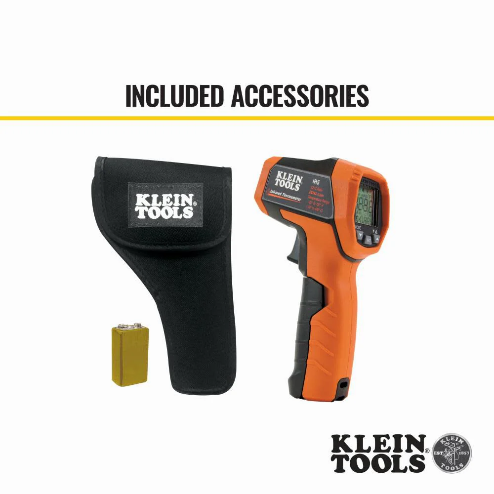 Klein Tools IR5 Dual Laser 12:1 Infrared Thermometer, Digital Thermometer Gun with Backlit Display, Dual Laser Targeting and Auto Scan, Wide Temperature Range - Image 4