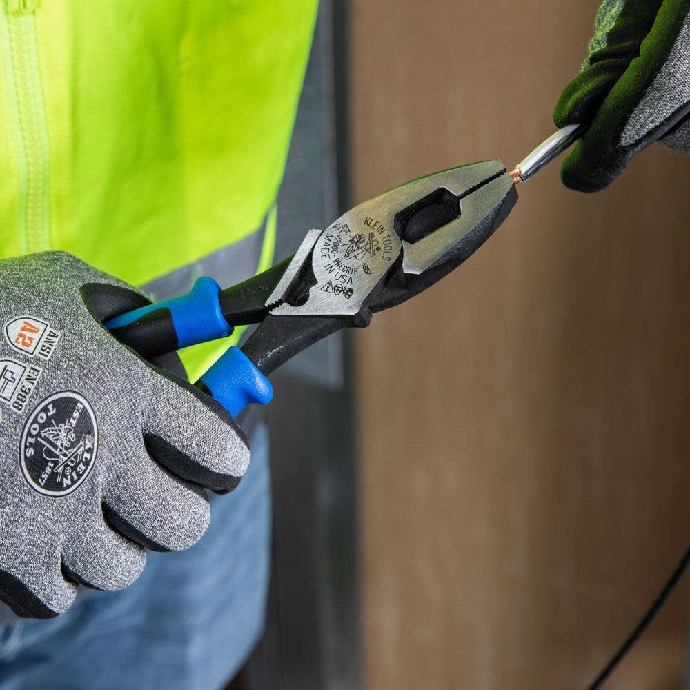 Klein Tools J2000-9NECRTP Side Cutter Linemans Pliers with Tape Pulling and Wire Crimping, High Leverage, 9-Inch - Image 4